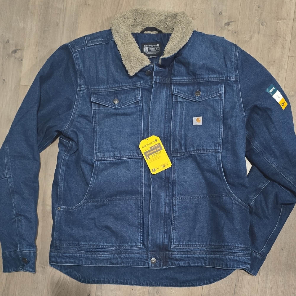 Carhartt Men's Relaxed Fit Denim Jean. Sherpa Lined Heavy Duty Jean Jacket